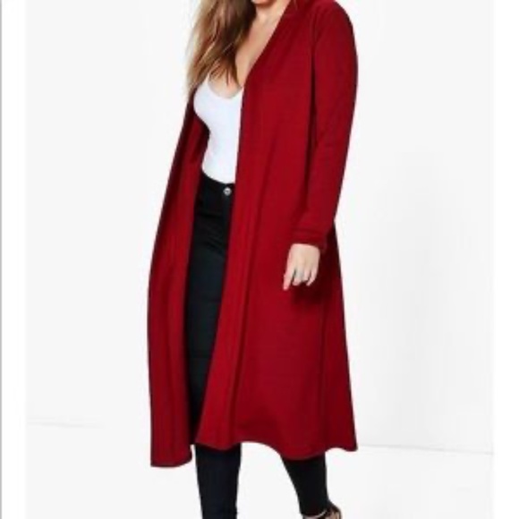 Tops - Red Plus Size Duster /Cardigan / Sweater